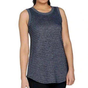 LOGO Lounge by Lori Goldstein French Terry Striped Tank w/ Rib Details